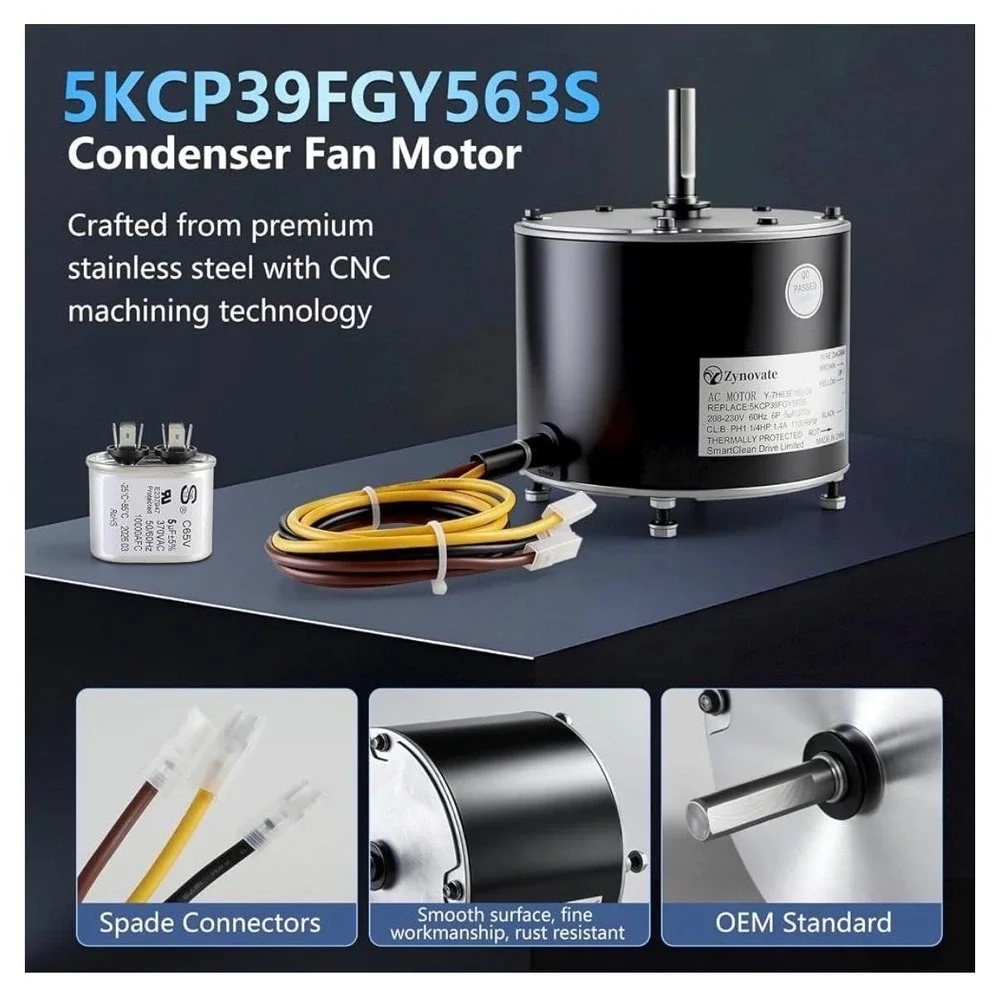 Zynovate Y-7H63E180-05 Condenser Fan Motor 1/4HP 208-230V GE Carrier New AC